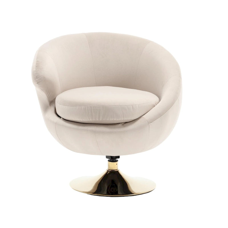 Velvet 360° Swivel Barrel Accent Chair with Ottoman – Navy Blue / Olive Green / Beige / Grey / Rose Red, Single
