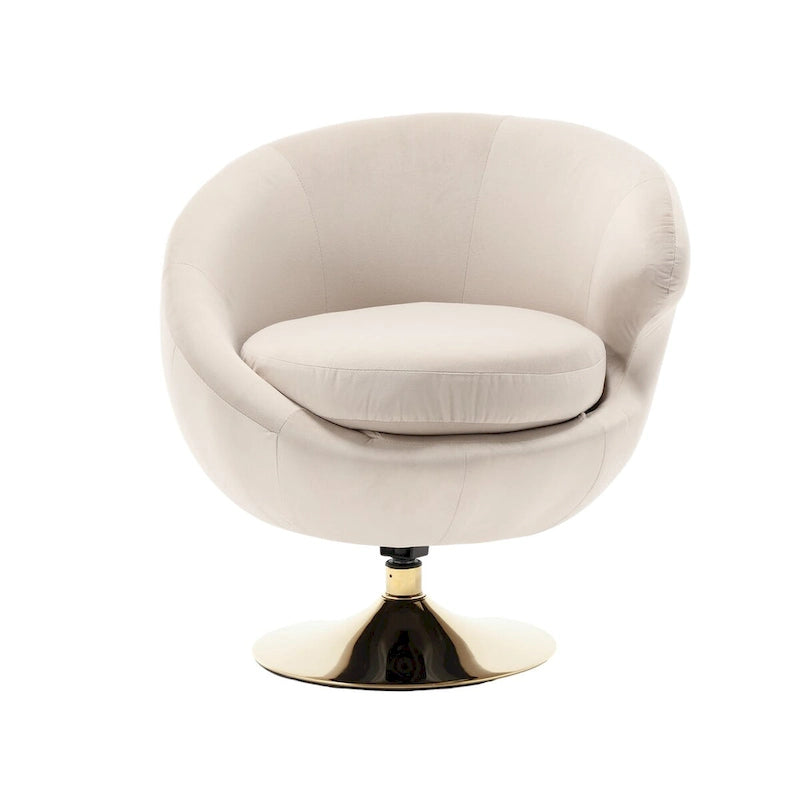 Velvet 360° Swivel Barrel Accent Chair with Ottoman – Navy Blue / Olive Green / Beige / Grey / Rose Red, Single