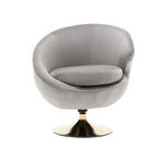 Velvet 360° Swivel Barrel Accent Chair with Ottoman – Navy Blue / Olive Green / Beige / Grey / Rose Red, Single