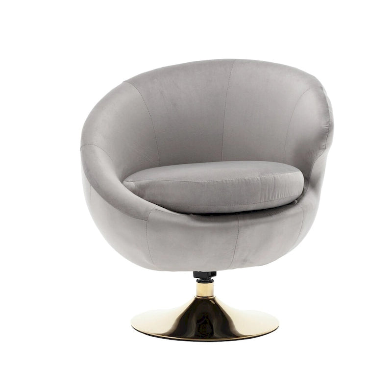 Velvet 360° Swivel Barrel Accent Chair with Ottoman – Navy Blue / Olive Green / Beige / Grey / Rose Red, Single