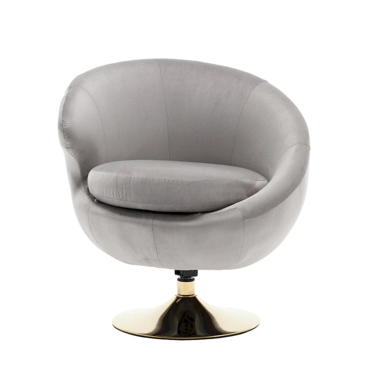 Velvet 360° Swivel Barrel Accent Chair with Ottoman – Navy Blue / Olive Green / Beige / Grey / Rose Red, Single