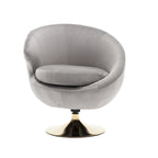 Velvet 360° Swivel Barrel Accent Chair with Ottoman – Navy Blue / Olive Green / Beige / Grey / Rose Red, Single