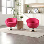 Velvet 360° Swivel Barrel Accent Chair with Ottoman – Navy Blue / Olive Green / Beige / Grey / Rose Red, Single