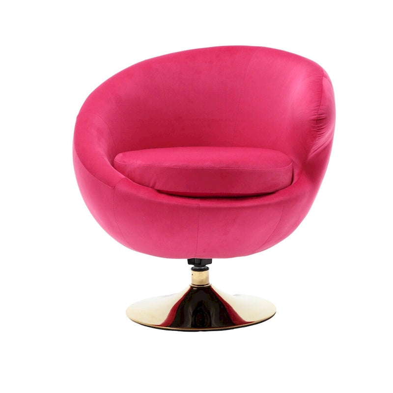 Velvet 360° Swivel Barrel Accent Chair with Ottoman – Navy Blue / Olive Green / Beige / Grey / Rose Red, Single