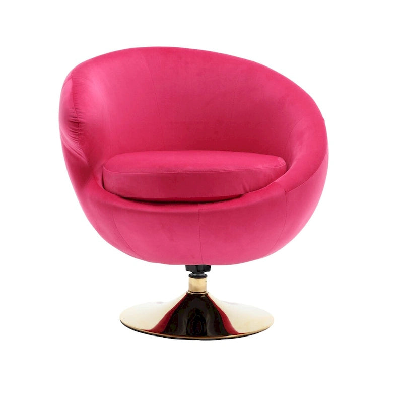 Velvet 360° Swivel Barrel Accent Chair with Ottoman – Navy Blue / Olive Green / Beige / Grey / Rose Red, Single