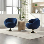 Velvet 360° Swivel Barrel Accent Chair with Ottoman – Navy Blue / Olive Green / Beige / Grey / Rose Red, Single