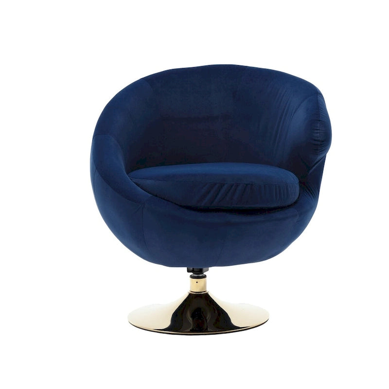 Velvet 360° Swivel Barrel Accent Chair with Ottoman – Navy Blue / Olive Green / Beige / Grey / Rose Red, Single
