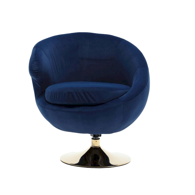 Velvet 360° Swivel Barrel Accent Chair with Ottoman – Navy Blue / Olive Green / Beige / Grey / Rose Red, Single