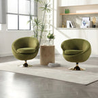 Velvet 360° Swivel Barrel Accent Chair with Ottoman – Navy Blue / Olive Green / Beige / Grey / Rose Red, Single
