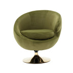 Velvet 360° Swivel Barrel Accent Chair with Ottoman – Navy Blue / Olive Green / Beige / Grey / Rose Red, Single