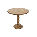 Brown Round Mango Wood Side Table, Stacked Ball Pedestal, 1-Person
