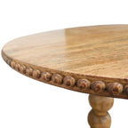 Brown Round Mango Wood Side Table, Stacked Ball Pedestal, 1-Person