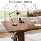Vintage Brown 63" Executive Desk with Storage Shelves, Seats 4–6