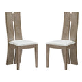 Light Brown PU Leather Armless Dining Chair, Set of 2