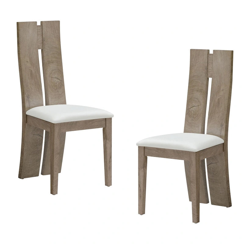 Light Brown PU Leather Armless Dining Chair, Set of 2