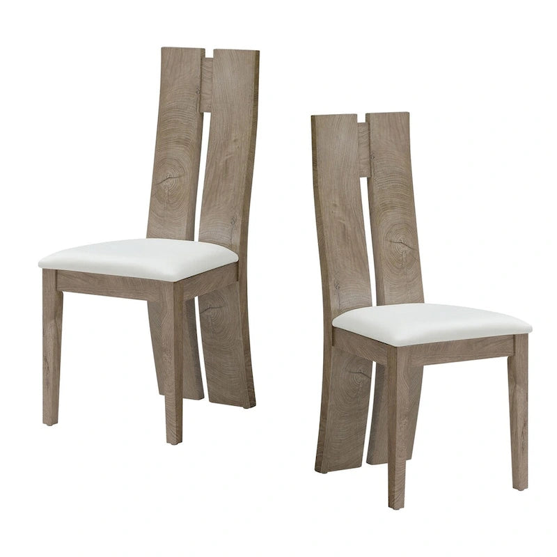Light Brown PU Leather Armless Dining Chair, Set of 2