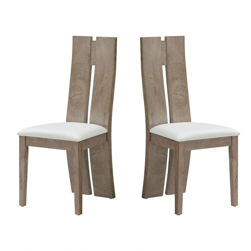 Light Brown PU Leather Armless Dining Chair, Set of 2