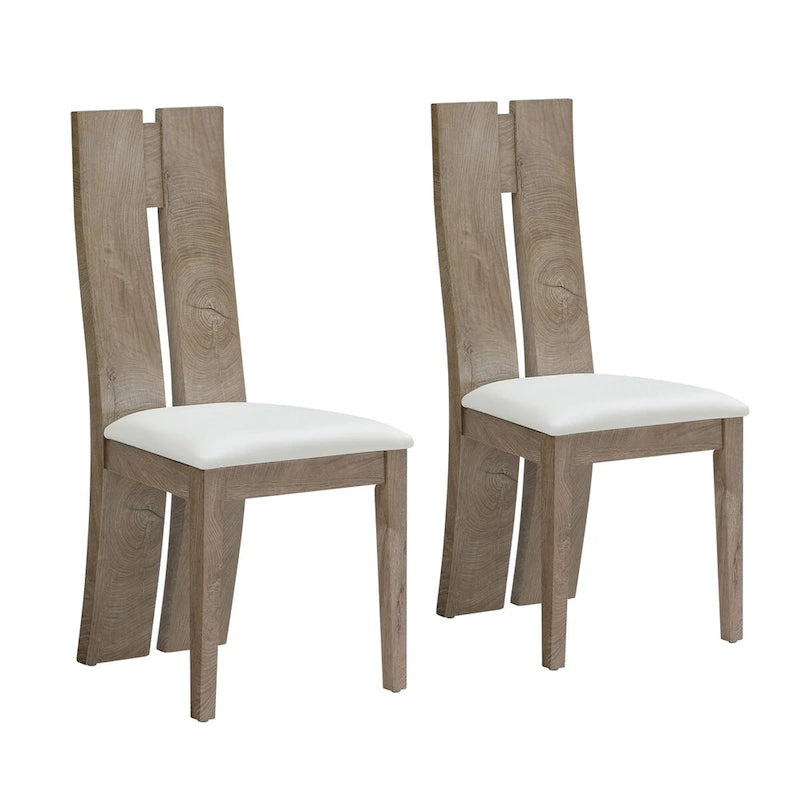 Light Brown PU Leather Armless Dining Chair, Set of 2