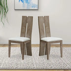 Light Brown PU Leather Armless Dining Chair, Set of 2
