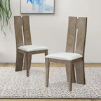 Light Brown PU Leather Armless Dining Chair, Set of 2