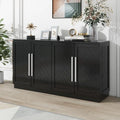 Black / Antique Blue / White 4-Door Sideboard Buffet Cabinet