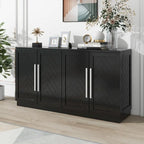 Black / Antique Blue / White 4-Door Sideboard Buffet Cabinet