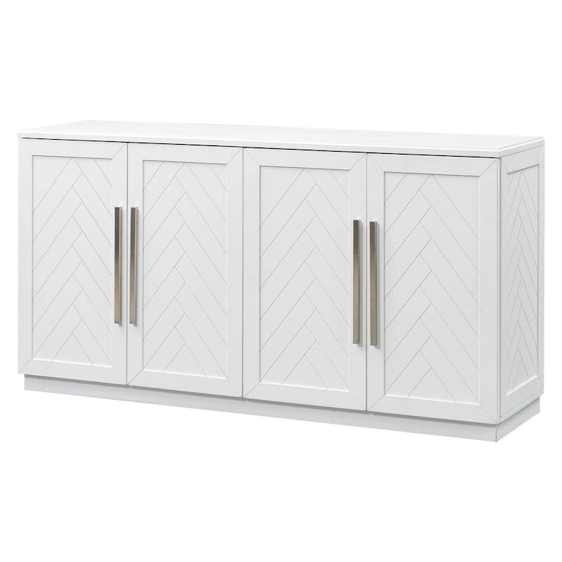 Black / Antique Blue / White 4-Door Sideboard Buffet Cabinet