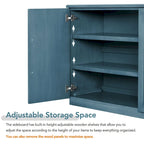 Black / Antique Blue / White 4-Door Sideboard Buffet Cabinet