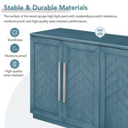 Black / Antique Blue / White 4-Door Sideboard Buffet Cabinet