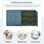 Black / Antique Blue / White 4-Door Sideboard Buffet Cabinet