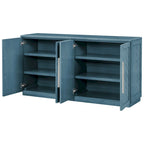 Black / Antique Blue / White 4-Door Sideboard Buffet Cabinet