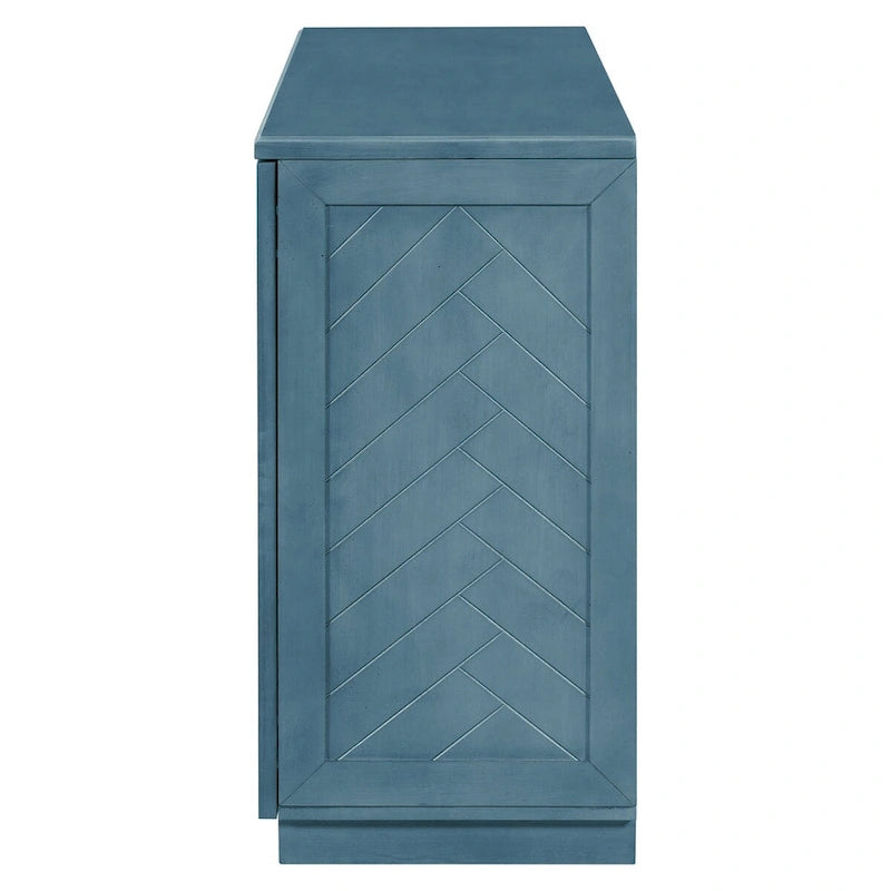 Black / Antique Blue / White 4-Door Sideboard Buffet Cabinet