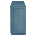 Black / Antique Blue / White 4-Door Sideboard Buffet Cabinet