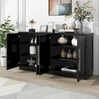 Black / Antique Blue / White 4-Door Sideboard Buffet Cabinet