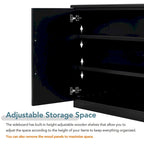 Black / Antique Blue / White 4-Door Sideboard Buffet Cabinet
