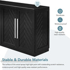 Black / Antique Blue / White 4-Door Sideboard Buffet Cabinet