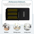 Black / Antique Blue / White 4-Door Sideboard Buffet Cabinet