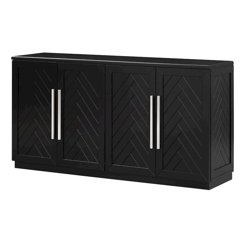 Black / Antique Blue / White 4-Door Sideboard Buffet Cabinet