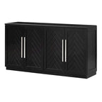Black / Antique Blue / White 4-Door Sideboard Buffet Cabinet