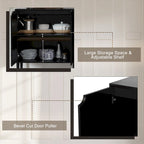 Black Rattan 4-Door Buffet Sideboard – Farmhouse Style