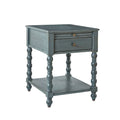 Blue / Walnut / Charcoal Solid Wood End Table with USB & Outlets – 1-Person