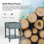 Blue / Walnut / Charcoal Solid Wood End Table with USB & Outlets – 1-Person