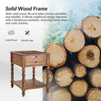 Blue / Walnut / Charcoal Solid Wood End Table with USB & Outlets – 1-Person