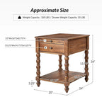 Blue / Walnut / Charcoal Solid Wood End Table with USB & Outlets – 1-Person
