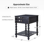 Blue / Walnut / Charcoal Solid Wood End Table with USB & Outlets – 1-Person