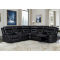 Black / Grey L-Shaped Power Reclining Sectional Sofa, 5-Seat