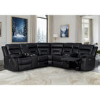 Black / Grey L-Shaped Power Reclining Sectional Sofa, 5-Seat