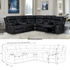 Black / Grey L-Shaped Power Reclining Sectional Sofa, 5-Seat