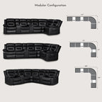 Black / Grey L-Shaped Power Reclining Sectional Sofa, 5-Seat