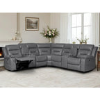 Black / Grey L-Shaped Power Reclining Sectional Sofa, 5-Seat